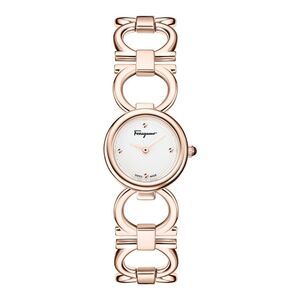 Ferragamo Double Gancini Bracelet Watch Rose Gold Womens